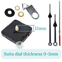 Press Fit Sweep Clock Movement Kit- Black Spade & Red Seconds Hands (12mm Shaft) image