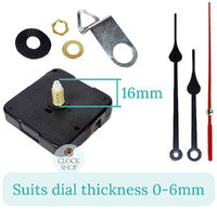Press Fit Sweep Clock Movement Kit- Black Spade & Red Seconds Hands (16mm Shaft) | Fits 3.5mm & 5.5mm Hand Holes image