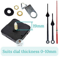Press Fit Sweep Clock Movement Kit- Black Spade & Red Seconds Hands (19mm Shaft) | Fits 3.5mm & 5.5mm Hand Holes image