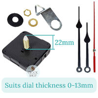 Press Fit Sweep Clock Movement Kit- Black Spade & Red Seconds Hands (22mm Shaft) | Fits 3.5mm & 5.5mm Hand Holes image