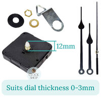 Press Fit Sweep Clock Movement Kit- Black Spade & Seconds Hands (12mm Shaft) image