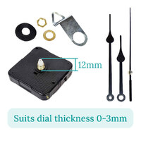 Press Fit Sweep Clock Movement Kit- Black Spade & Seconds Hands (12mm Shaft) image