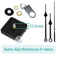 Press Fit Sweep Clock Movement Kit- Black Spade & Black Seconds Hands (13.5mm Shaft) | Fits 3.5mm & 5.5mm Hand Holes
