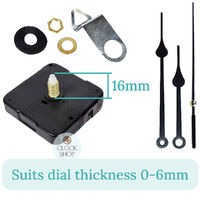 Press Fit Sweep Clock Movement Kit- Black Spade & Seconds Hands (16mm Shaft) | Fits 3.5mm & 5.5mm Hand Holes image
