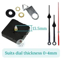Press Fit Sweep Clock Movement Kit- Black Spade & Red Seconds Hands (13.5mm Shaft) | Fits 3.5mm & 5.5mm Hand Holes