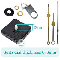 Press Fit Sweep Clock Movement Kit- Gold Spade & Black Seconds Hands (12mm Shaft) image