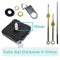 Press Fit Sweep Clock Movement Kit- Gold Spade & Black Seconds Hands (19mm Shaft) | Fits 3.5mm & 5.5mm Hand Holes image