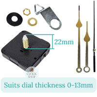 Press Fit Sweep Clock Movement Kit- Gold Spade & Black Seconds Hands (22mm Shaft) | Fits 3.5mm & 5.5mm Hand Holes image