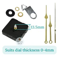 Press Fit Sweep Clock Movement Kit- Gold Spade & Gold Seconds Hands (13.5mm Shaft) | Fits 3.5mm & 5.5mm Hand Holes