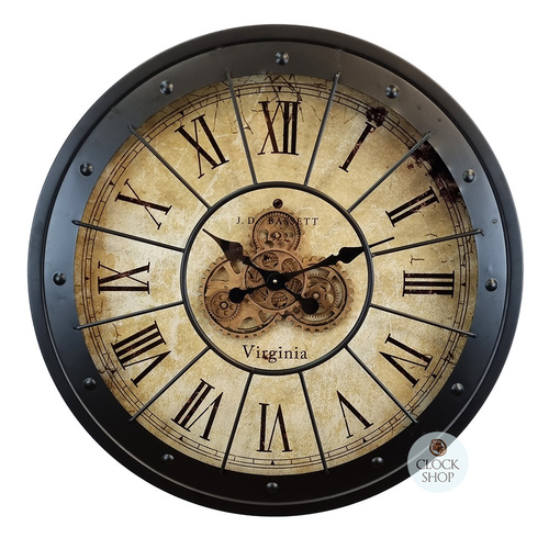 80cm Chester Black Moving Gear Wall Clock By COUNTRYFIELD