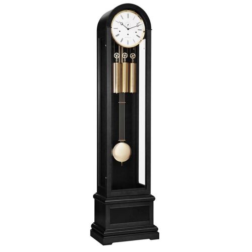 193cm Black & Gold Contemporary Longcase Clock With Westminster Chime By HERMLE image