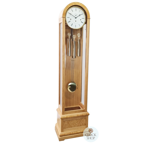 193cm Oak Contemporary Longcase Clock With Westminster Chime By HERMLE image