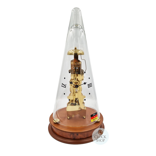 35cm Cherry Mechanical Skeleton Table Clock With Glass Dome & Bell Strike By HERMLE image