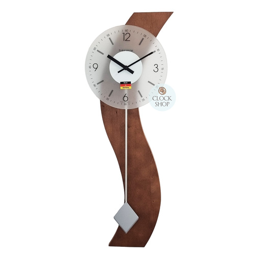 70cm Walnut Wave Modern Wall Clock With Pendulum By HERMLE image