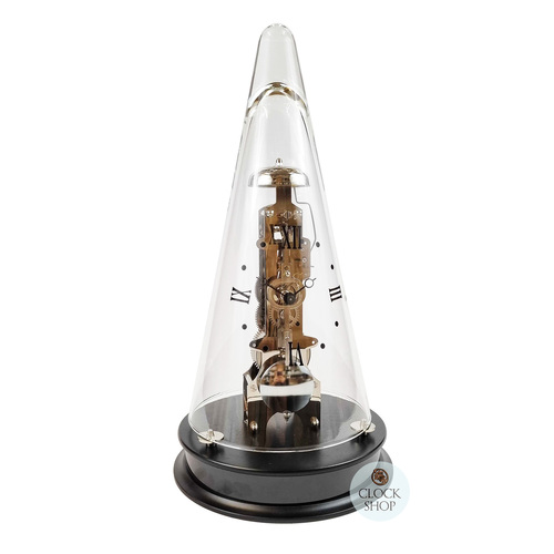 35cm Black Mechanical Skeleton Table Clock With Glass Dome & Bell Strike By HERMLE image