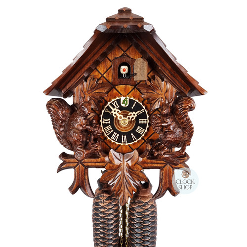 Squirrels 8 Day Mechanical Chalet Cuckoo Clock 28cm By HÖNES image