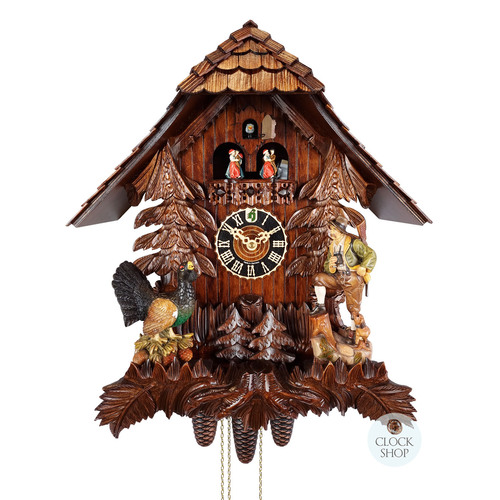 Hunter & Wood Grouse 8 Day Mechanical Chalet Cuckoo Clock With Dancers 50cm By HÖNES image