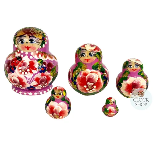 Floral Russian Dolls- Pink with Ladybug Mini 5.5cm (Set Of 5) image