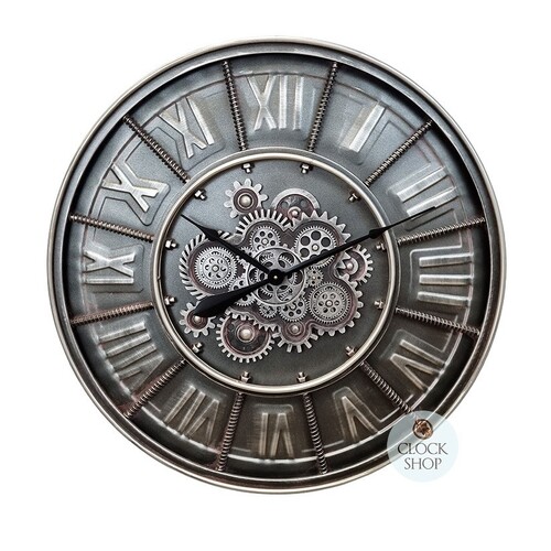 80cm Maaike Dark Grey Moving Gear Wall Clock By COUNTRYFIELD