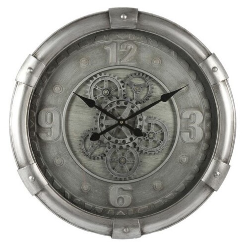 62cm Darlington Silver Moving Gear Wall Clock By COUNTRYFIELD image