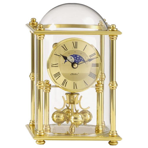 22cm Gold Pillar Anniversary Clock With Moon Phase By HALLER