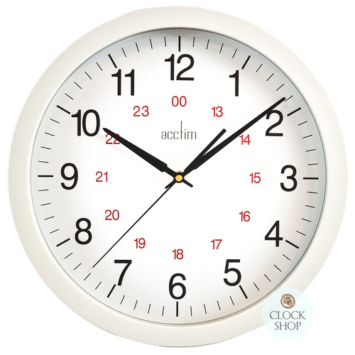 35.5cm Metro 24hr White Wall Clock By ACCTIM