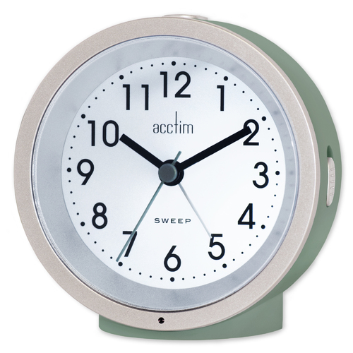 10cm Caleb Moss Green Smartlite Silent Analogue Alarm Clock By ACCTIM image