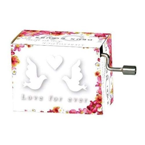 Modern Designs Hand Crank Music Box- Classic Doves & Flowers (Wedding March) image