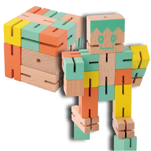 Wooden 3D Puzzle- Robot (Green & Yellow)