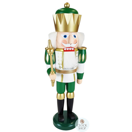 40cm White Green & Gold King Nutcracker By Seiffener image