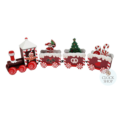 20cm Gingerbread Wooden Train Christmas Decoration image