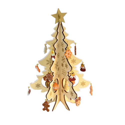 22cm Wooden 3D Tree With Gingerbread Decorations