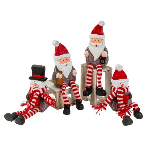 18cm Christmas Shelf Sitter With Stripey Legs - Assorted Designs