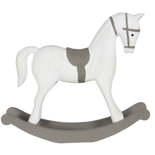 26cm White & Grey Rocking Horse Decoration