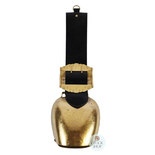 46cm Gold Cowbell With Black Strap & Gold Buckle