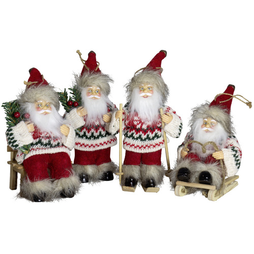 18cm Red & Green Knitted Santa Hanging Decoration- Assorted Designs