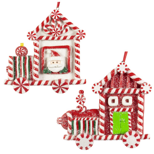 9cm Candy Cane Train Hanging Decoration- Assorted Designs