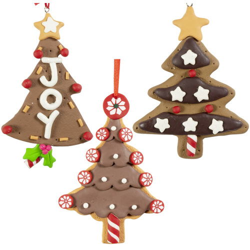 12cm Gingerbread Tree Hanging Decoration- Assorted Designs