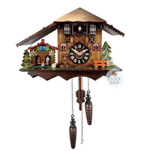 Farm House & Weather House Battery Chalet Cuckoo Clock 24cm By ENGSTLER