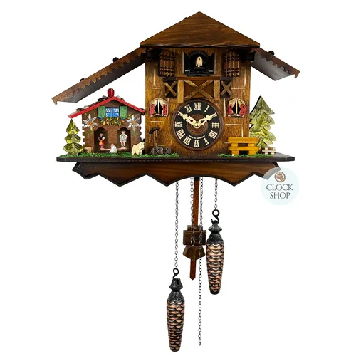Farm House & Weather House Battery Chalet Cuckoo Clock 26cm By ENGSTLER image