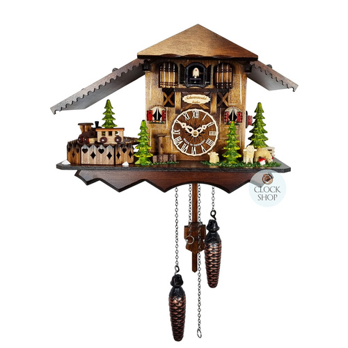 Train & Sheep Battery Chalet Cuckoo Clock 25cm By ENGSTLER image