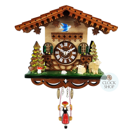 Forest Cabin Battery Chalet Kuckulino With Sheep & Swinging Doll 16cm By ENGSTLER