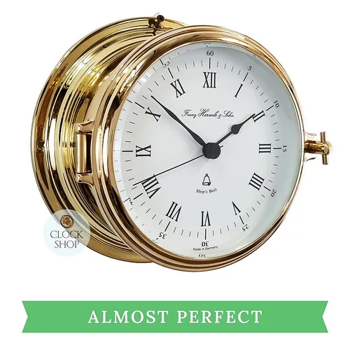 18cm Brass Ship/Nautical Quartz Clock By HERMLE (Imperfections) image
