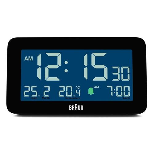 7.5cm Rectangular Black Digital Alarm Clock By BRAUN