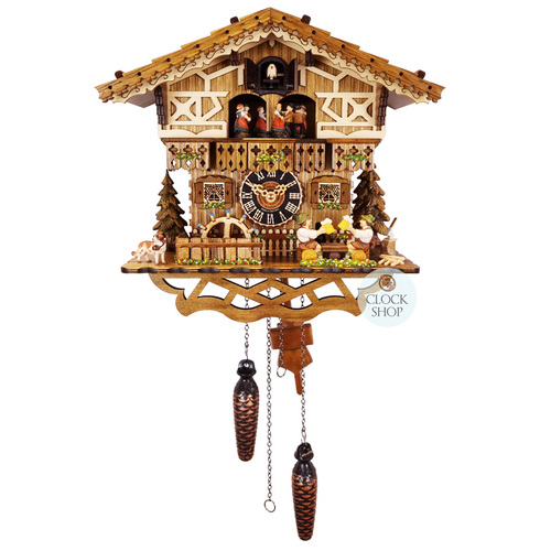 Beer Drinkers & Water Wheel Battery Chalet Cuckoo Clock 30cm By HÖNES image