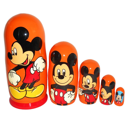Mickey Mouse Russian Dolls- Orange 17cm (Set Of 5)