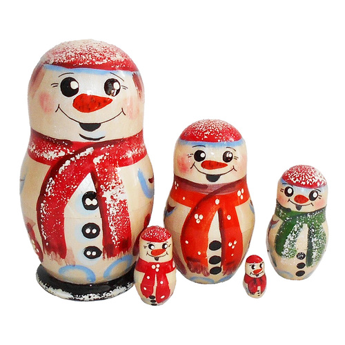 Snowman Russian Dolls- 11cm (Set Of 5)