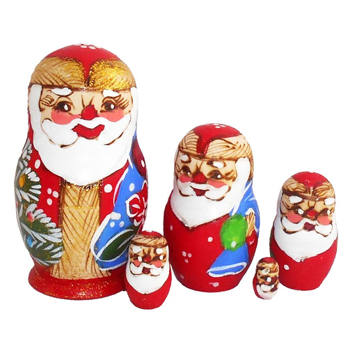Woodburn Santa Russian Dolls- 11cm (Set Of 5)