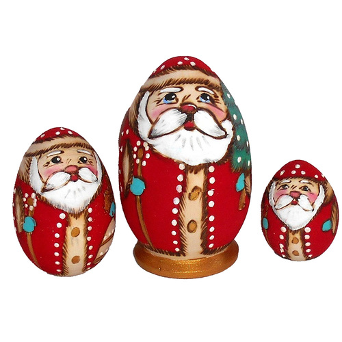 Woodburn Egg Russian Dolls- Santa 10cm (Set Of 3)