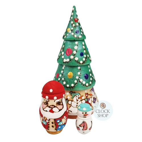 Woodburn Christmas Tree Russian Dolls- 13cm (Set Of 3) image